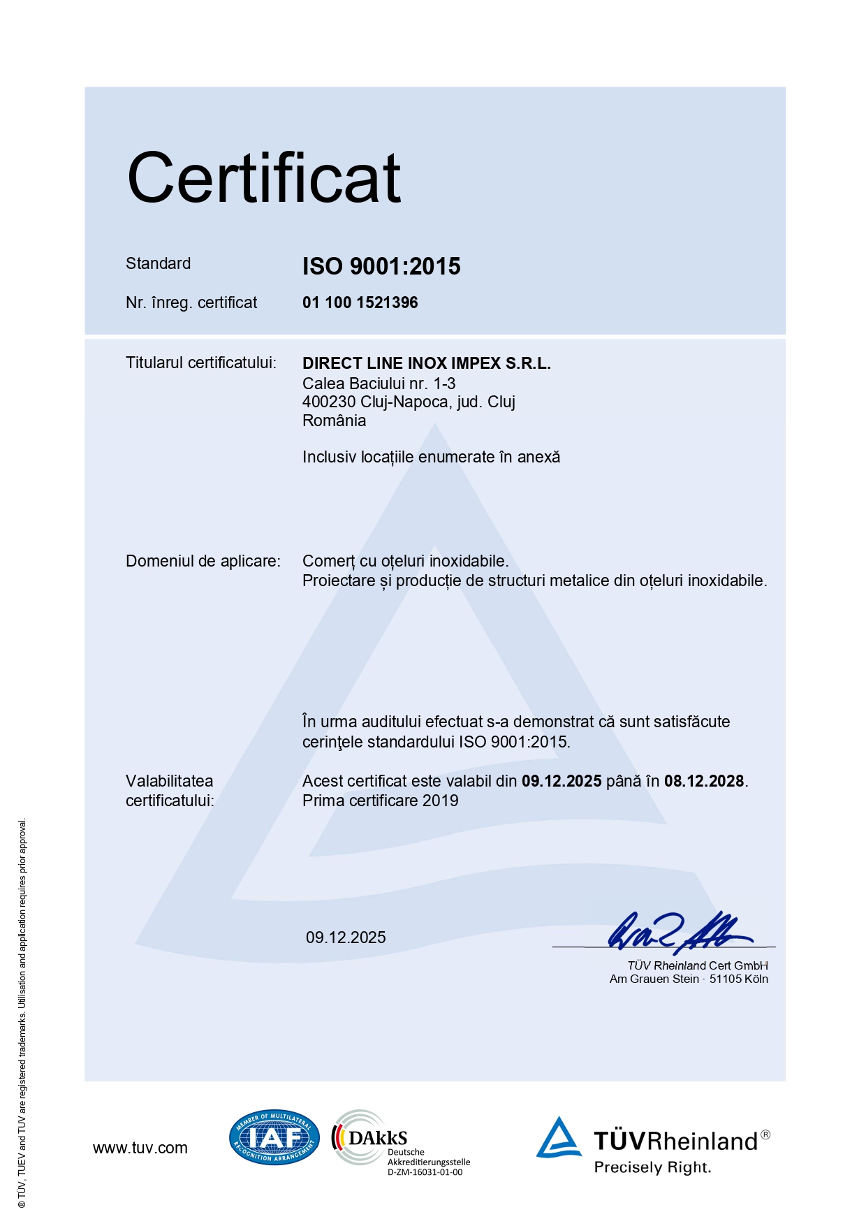 Certificare ISO 90001