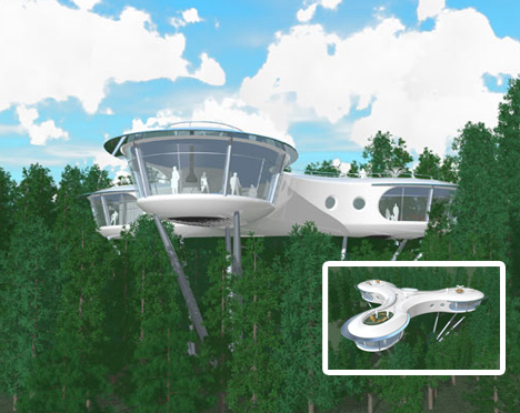Design futuristic de casa in copac 
