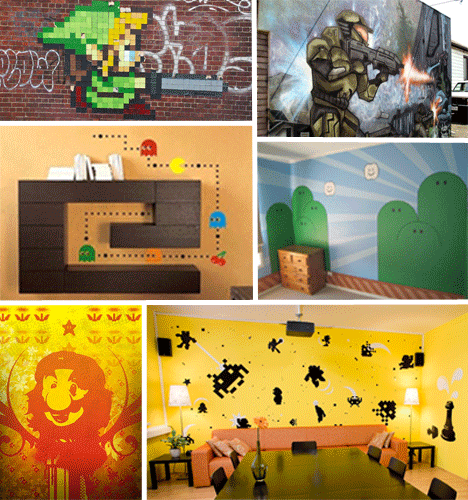 Design interior cu tematica: picturi murale cu jocuri video